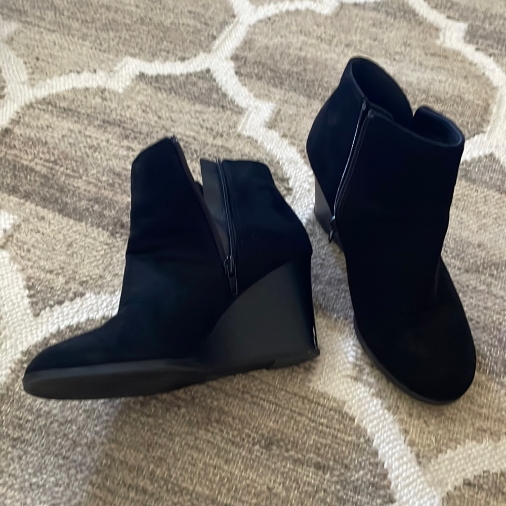 Black wedge booties